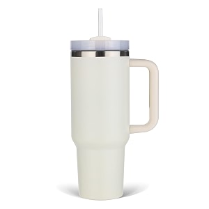 40 fluid ounces tumbler with handle insulated with lid and straw reusable stainless steel vacuum insulated water bottle travel coffee mug cup maintains cold ice and heat for hours cream