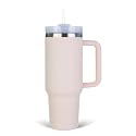 40 oz Tumbler with Handle, Insulated Tumbler with Lid and Straw Leak Proof, Reusable Stainless Steel Vacuum Insulated Bottle Travel Mug Cup Maintains Cold Ice and Heat for Hours (Rose Quartz)