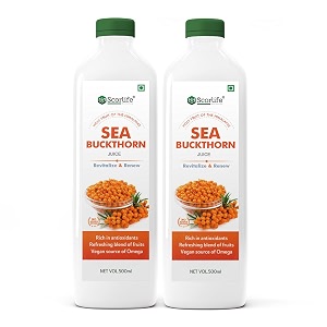 scorlife marketing sea buckthorn juice-500ml  himalayan berry  immunity booster vegan health supplement  enrich with omega 367 amp 9  rich in vitamin c  no added sugar pack of 2