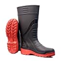 SCORTA Men Full Pvc Safety Gumboot 15 Inch Double Density Without Steel Toe Various Chemicals Oil/Acid Resistant Water Proof Anti-Slip Marshall Wst (9, Red)