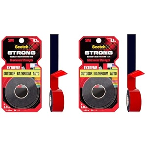 scotch 3m extreme double sided tape 1m holds 67kg works on uneven surfaces weather resistant works on indoor outdoor auto interior surfaces pack of 2 19 mm