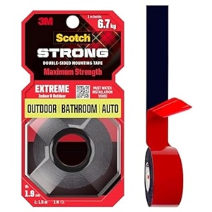 3m scotch extreme double sided tape 1m holds 67kg works on uneven surfaces weather resistant works on indoor outdoor auto interior surfaces l 15m w 19mm black