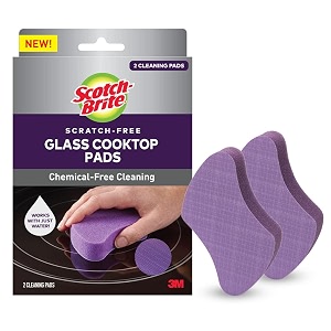 scotch-brite chemical free non-scratch glass cooktopstove cleaner pads for kitchen and glass utensilsappliances burnt surfaces cleaning 2 pads purple gctcp2
