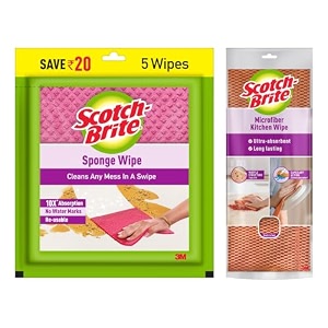 scotch-brite combo sponge wipe large 5n  microfiber kitchen wipe 1n  polyester