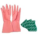 Scotch-Brite Kitchen Gloves small pair (1 unit) & Scotch-Brite Silver sparks scrub pad for dishwashing (3 units)