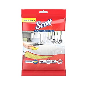 scott multipurpose reusable kitchen cleaning sponge wipes pack of 3 63331