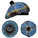 Scottish Hat Tam o Shanter Scottish Bonnet Tartan Hat P.V Tartan (Polyviscose) Wool Blend with Pompom | One Size fits All.