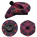 Scottish Hat Tam o Shanter Scottish Bonnet Tartan Hat P.V Tartan (Polyviscose) Wool Blend with Pompom | One Size fits All.