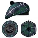 Scottish Hat Tam o Shanter Scottish Bonnet Tartan Hat P.V Tartan (Polyviscose) Wool Blend with Pompom | One Size fits All.