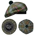 Scottish Hat Tam o Shanter Scottish Bonnet Tartan Hat P.V Tartan (Polyviscose) Wool Blend with Pompom | One Size fits All.
