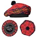 Scottish Hat Tam o Shanter Scottish Bonnet Tartan Hat P.V Tartan (Polyviscose) Wool Blend with Pompom | One Size fits All.