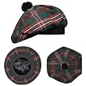 Scottish Hat Tam o Shanter Scottish Bonnet Tartan Hat P.V Tartan (Polyviscose) Wool Blend with Pompom | One Size fits All.