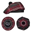Scottish Hat Tam o Shanter Scottish Bonnet Tartan Hat P.V Tartan (Polyviscose) Wool Blend with Pompom | One Size fits All.