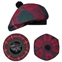 Scottish Hat Tam o Shanter Scottish Bonnet Tartan Hat P.V Tartan (Polyviscose) Wool Blend with Pompom | One Size fits All.