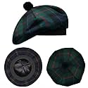 Scottish Hat Tam o Shanter Scottish Bonnet Tartan Hat P.V Tartan (Polyviscose) Wool Blend with Pompom | One Size fits All.