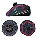 Scottish Hat Tam o Shanter Scottish Bonnet Tartan Hat P.V Tartan (Polyviscose) Wool Blend with Pompom | One Size fits All.