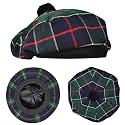 Scottish Hat Tam o Shanter Scottish Bonnet Tartan Hat P.V Tartan (Polyviscose) Wool Blend with Pompom | One Size fits All.