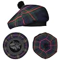 Scottish Hat Tam o Shanter Scottish Bonnet Tartan Hat P.V Tartan (Polyviscose) Wool Blend with Pompom | One Size fits All.