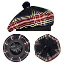 Scottish Hat Tam o Shanter Scottish Bonnet Tartan Hat P.V Tartan (Polyviscose) Wool Blend with Pompom | One Size fits All.