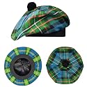 Scottish Hat Tam o Shanter Scottish Bonnet Tartan Hat P.V Tartan (Polyviscose) Wool Blend with Pompom | One Size fits All.