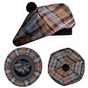 Scottish Hat Tam o Shanter Scottish Bonnet Tartan Hat P.V Tartan (Polyviscose) Wool Blend with Pompom | One Size fits All.