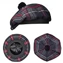 Scottish Hat Tam o Shanter Scottish Bonnet Tartan Hat P.V Tartan (Polyviscose) Wool Blend with Pompom | One Size fits All.