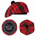 Scottish Hat Tam o Shanter Scottish Bonnet Tartan Hat P.V Tartan (Polyviscose) Wool Blend with Pompom | One Size fits All.