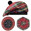 Scottish Hat Tam o Shanter Scottish Bonnet Tartan Hat P.V Tartan (Polyviscose) Wool Blend with Pompom | One Size fits All.