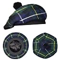 Scottish Hat Tam o Shanter Scottish Bonnet Tartan Hat P.V Tartan (Polyviscose) Wool Blend with Pompom | One Size fits All.