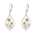 Scottish Thistle/Sunflower/Violet/Daffodil/Orchid Earrings Sterling Silver Flower Dangle Dangling Drop Boho Earrings Jewelry Gifts for Women