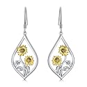 Scottish Thistle/Sunflower/Violet/Daffodil/Orchid Earrings Sterling Silver Flower Dangle Dangling Drop Boho Earrings Jewelry Gifts for Women