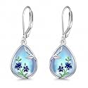 Scottish Thistle/Sunflower/Violet/Daffodil/Orchid Earrings Sterling Silver Flower Dangle Dangling Drop Boho Earrings Jewelry Gifts for Women