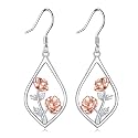 Scottish Thistle/Sunflower/Violet/Daffodil/Orchid Earrings Sterling Silver Flower Dangle Dangling Drop Boho Earrings Jewelry Gifts for Women