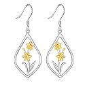 Scottish Thistle/Sunflower/Violet/Daffodil/Orchid Earrings Sterling Silver Flower Dangle Dangling Drop Boho Earrings Jewelry Gifts for Women