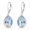 Scottish Thistle/Sunflower/Violet/Daffodil/Orchid Earrings Sterling Silver Flower Dangle Dangling Drop Boho Earrings Jewelry Gifts for Women