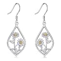 Scottish Thistle/Sunflower/Violet/Daffodil/Orchid Earrings Sterling Silver Flower Dangle Dangling Drop Boho Earrings Jewelry Gifts for Women