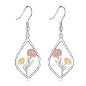 Scottish Thistle/Sunflower/Violet/Daffodil/Orchid Earrings Sterling Silver Flower Dangle Dangling Drop Boho Earrings Jewelry Gifts for Women