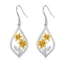 Scottish Thistle/Sunflower/Violet/Daffodil/Orchid Earrings Sterling Silver Flower Dangle Dangling Drop Boho Earrings Jewelry Gifts for Women