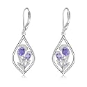 Scottish Thistle/Sunflower/Violet/Daffodil/Orchid Earrings Sterling Silver Flower Dangle Dangling Drop Boho Earrings Jewelry Gifts for Women