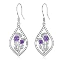 Scottish Thistle/Sunflower/Violet/Daffodil/Orchid Earrings Sterling Silver Flower Dangle Dangling Drop Boho Earrings Jewelry Gifts for Women