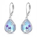 Scottish Thistle/Sunflower/Violet/Daffodil/Orchid Earrings Sterling Silver Flower Dangle Dangling Drop Boho Earrings Jewelry Gifts for Women