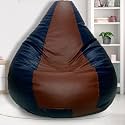SCOUCH Large Tan Blue Teardrop Bean Bag Cover (Tan Blue) (Bean Bag Without Beans)