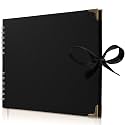 Scrapbook Album, 50 Pages, 11 x 8.5 Inch, Black Photo Album, Scrap Book