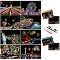 Scratch Art for Adults-City Landmarks Scratch Painting Paper Craft Kit (8 Sheets A4)|DIY Foil Engraving Art Set|Stress Relief Gift for Travel Lovers,Craft Lovers,Home Decor(America/Europe)