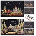Scratch Painting Rainbow Paper by BOTEEN, Scratch DIY Art Craft City Series Night View Creative Gift, Scratchboard for Adults and Kids ,Craft Kits with 4 Tools,16''x11''（4 Pack）