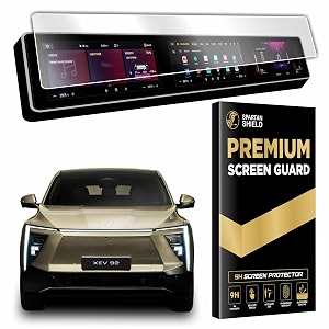 spartan shield screen guard for mahindra xev 9e 2026  123 inch full touchscreen display protector  anti scratch  water repellant  with complimentary installation kit  bubble free application  xuv 9e digital instrument cluster protective film  xev9e 2025 car stereo accessories not tempered glass