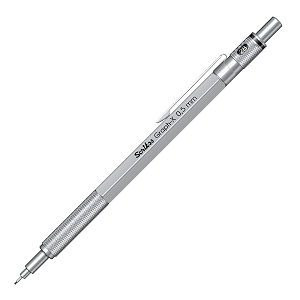scrikss 05mm mechanical clutch lead pen pencil satin chrome brass body push mechanism graph-x series eraser included