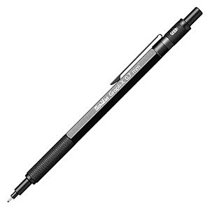 scrikss 07mm mechanical clutch lead pen pencil dark grey brass body push mechanism graph-x series eraser included
