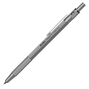 scrikss 20mm mechanical clutch lead pen pencil satin grey brass body push mechanism graph-x series mini removable sharpener