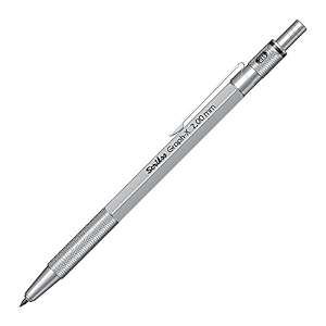 scrikss 20mm mechanical clutch lead pen pencil satin chrome brass body push mechanism graph-x series mini removable sharpener